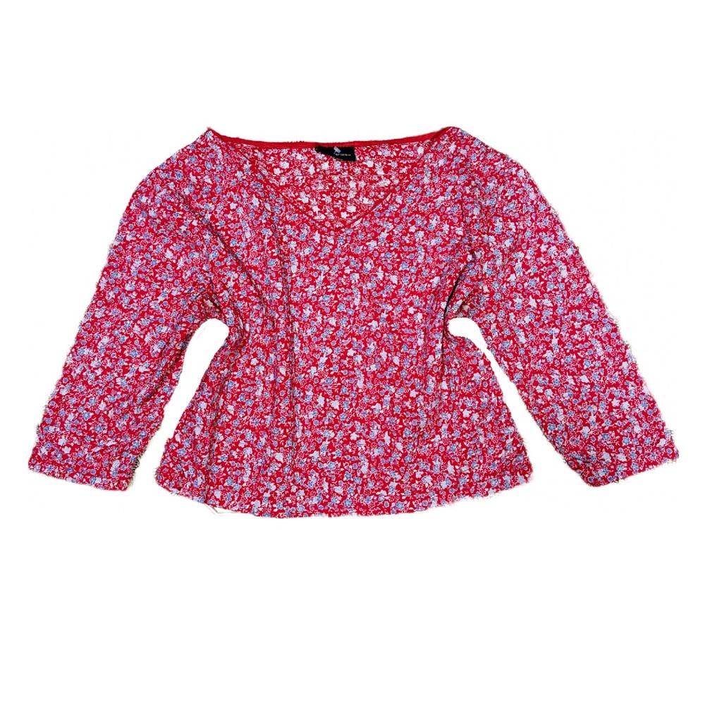 Y2K No Boundaries Red Floral Long Sleeve Top